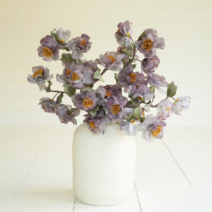 Artificial Dusty Purple Wildflower Branch, Faux Vintage Lavender Grey Floral Spray
