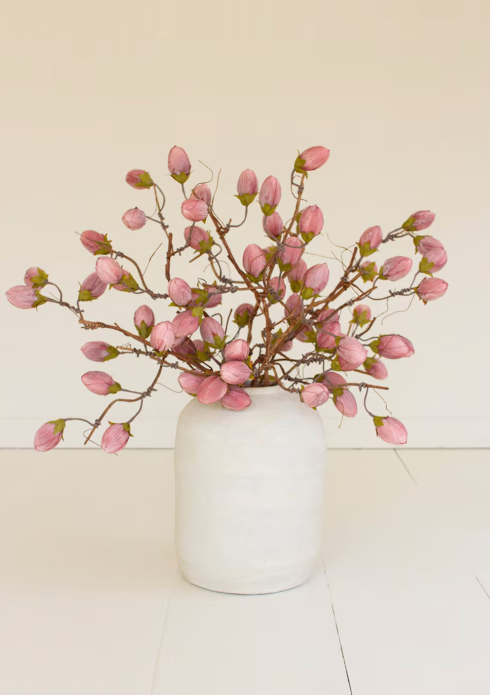 Artificial Pink Bud Branch Spray, Faux Twig Flower Stem